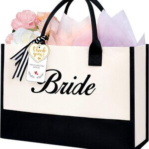 Initial Tote Bag Personalized Gift for Women Teacher Mom Beach Travel